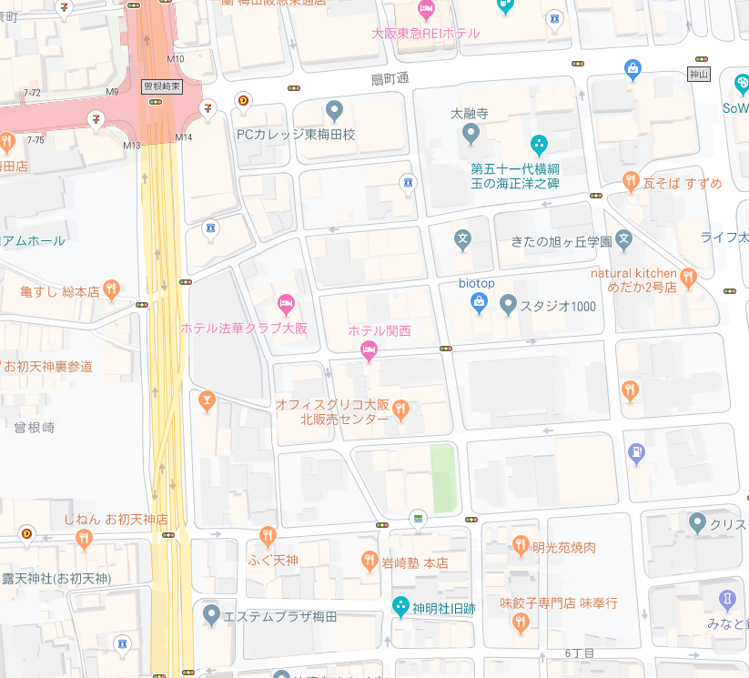 梅田メンズエステNoNameの地図